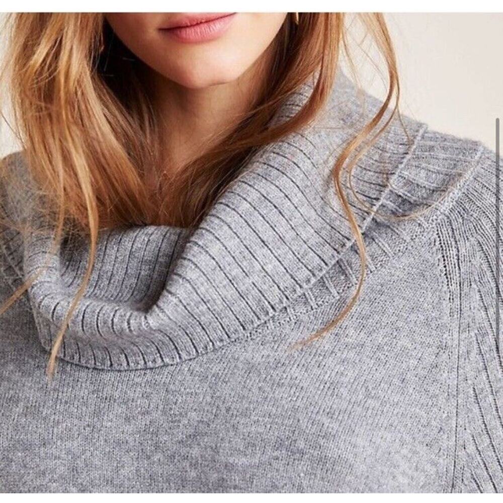 Anthropologie Sweater Sz M Cowlneck Ribbbed Oversized Grey Paloma Balloon Sleeve - Picture 3 of 12